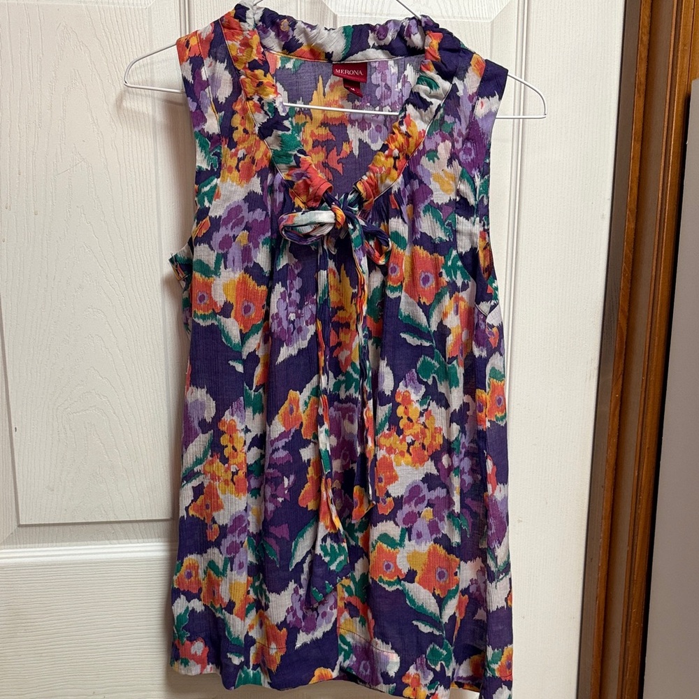 Merona Purple Floral Sleeveless Blouse